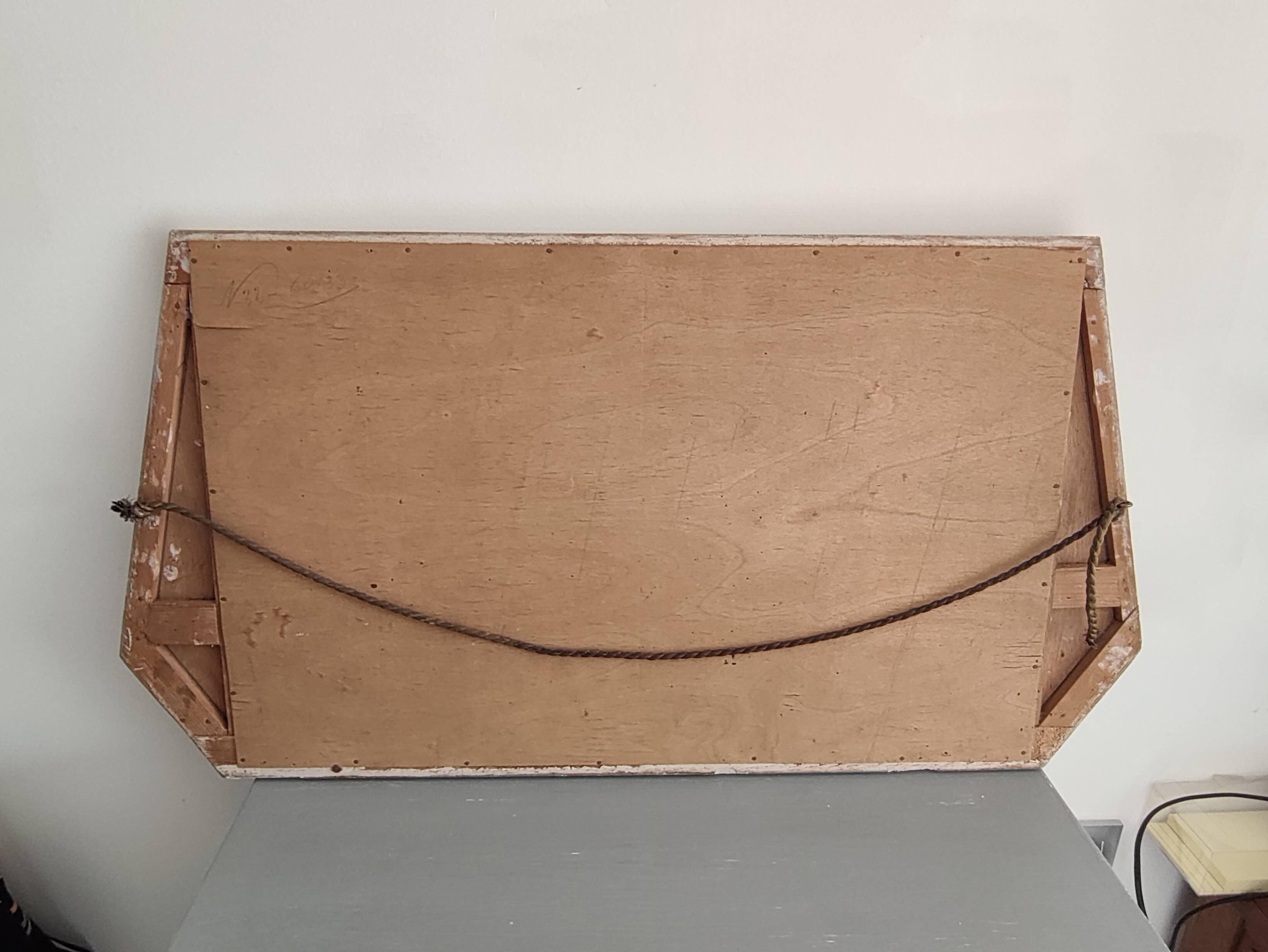 Art Deco wooden mirror with bevelled glass