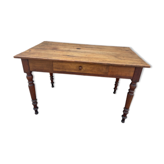 Bistro table in walnut Louis Philippe 1 drawer
