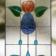Vitrail décoratif Fleur stylisée – Verre coloré artisanal 40 × 70 cm