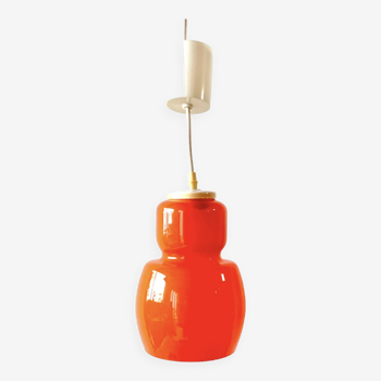 Vintage pendant light in orange opaline - Space Age Design