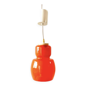 Vintage pendant light in orange opaline - Space Age Design