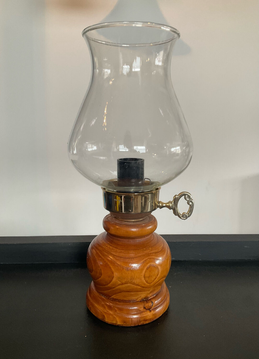 Vintage lamp 50s in wood and glass
