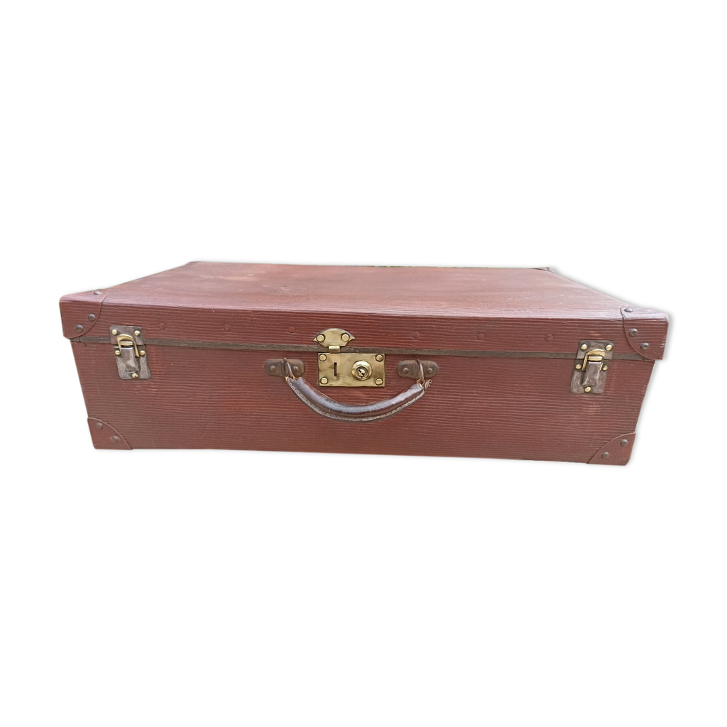 Valise Vintage En Aluminium Avec Poignée En Lucite - Ancienne, Occasion