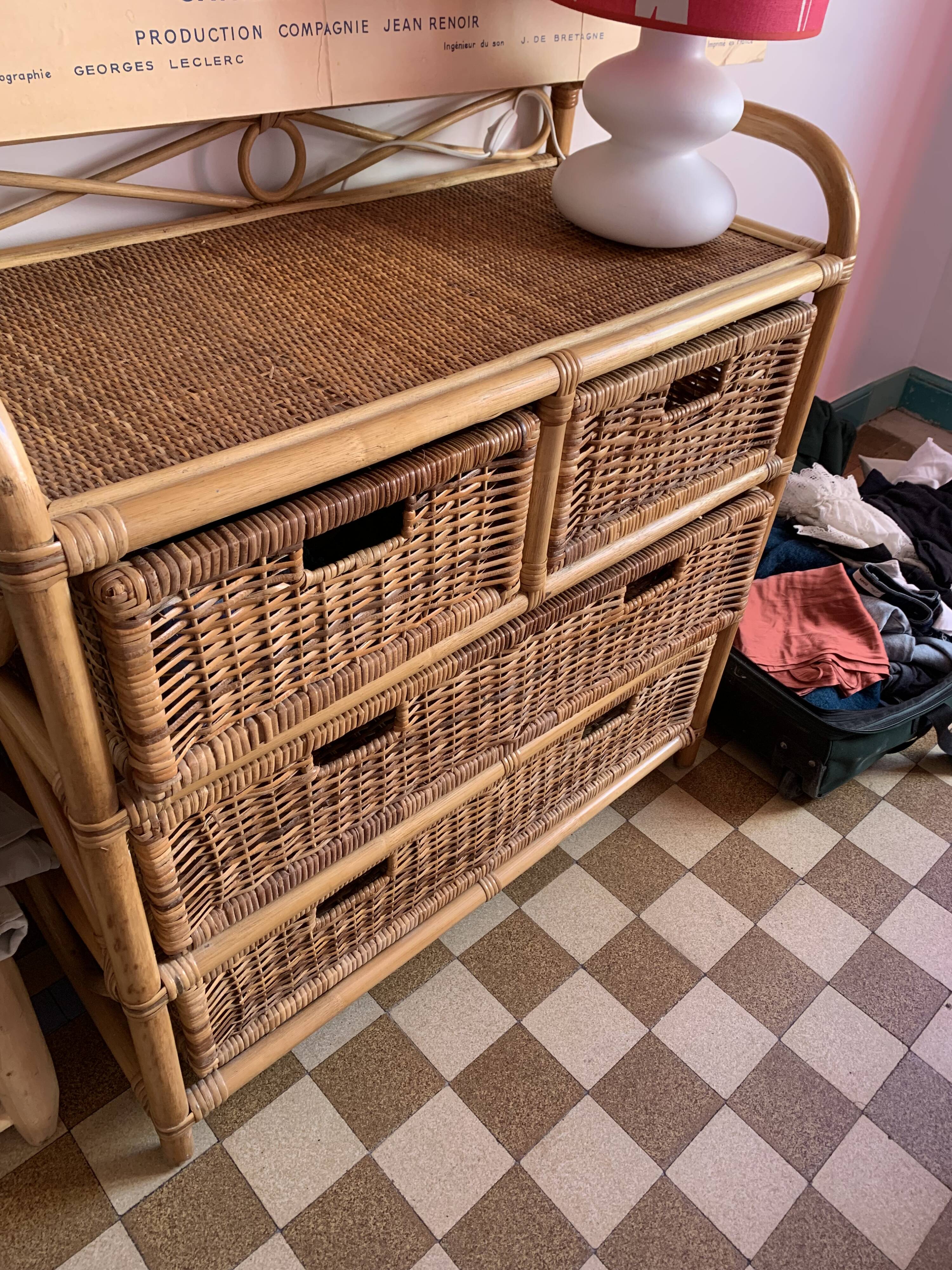 Rattan chest of drawers