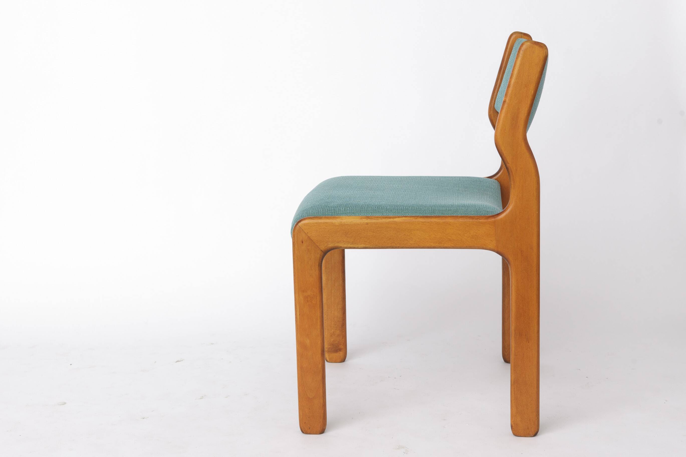 Set of 6 Vintage Beech Dining Chairs Germany 1970s Mid Century Modern
