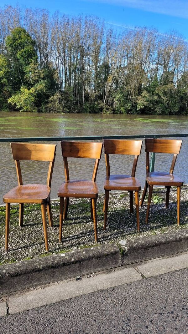 Série de 4 chaises de bistrot restaurant vintage- 1950s