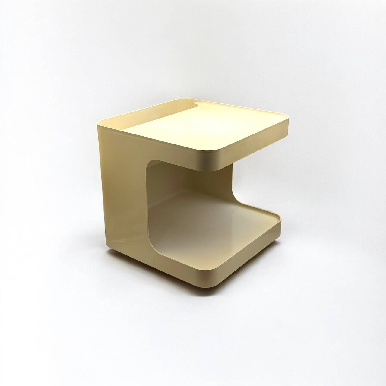 Rolling Bar Cart in Beige Plastic by Marcello Siard for Longato, Italy, 1970