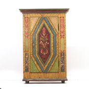 Rustic Farmhouse Antique Original Folk Art Painted Bridal Cabinet