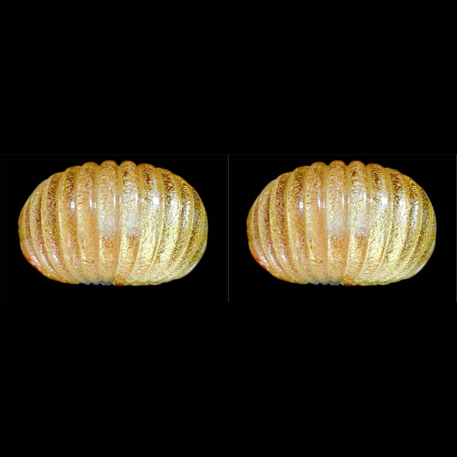 Seguso pair of Murano glass wall lights, Italy 1980