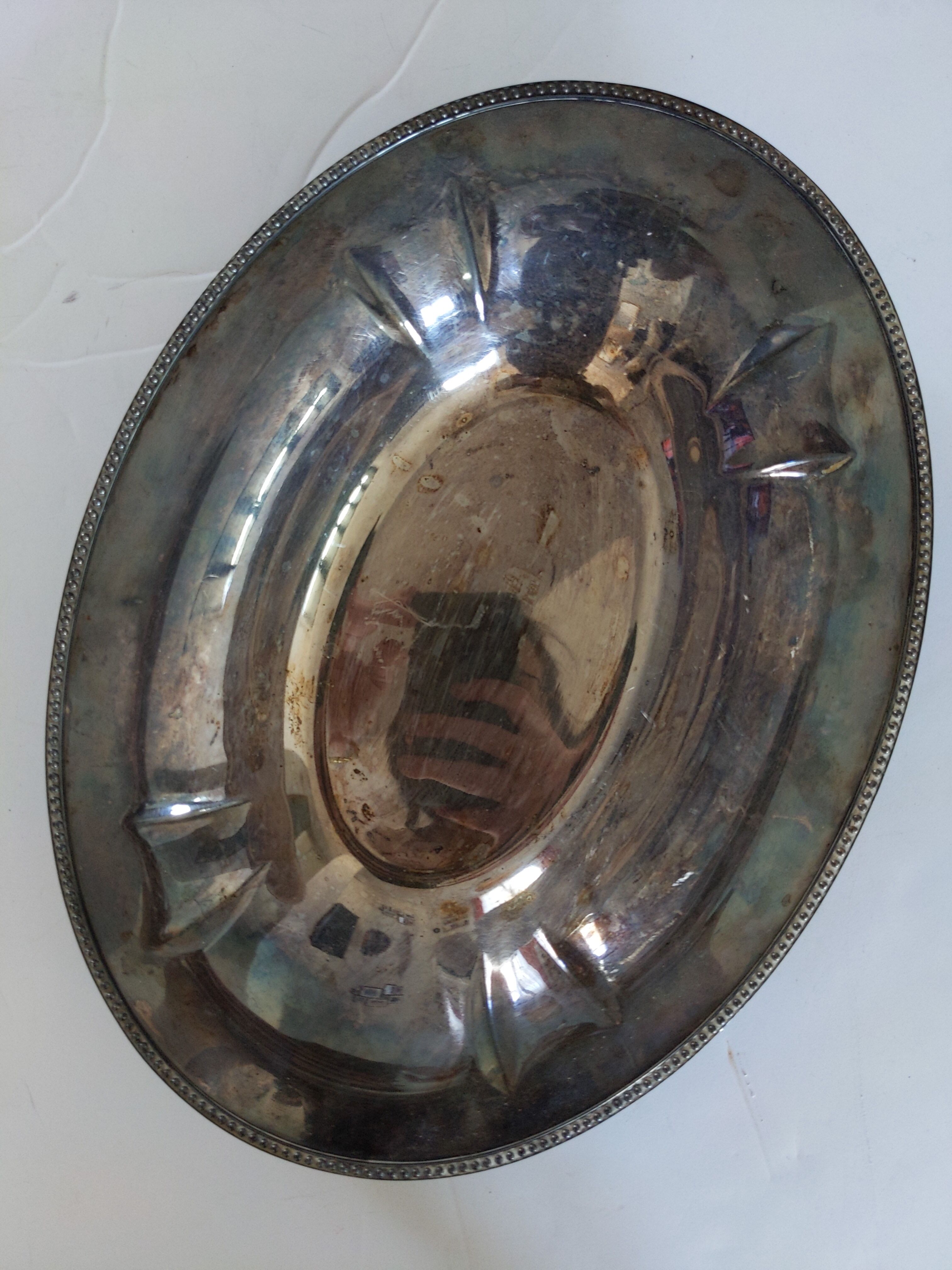 Vintage antique silver metal dish