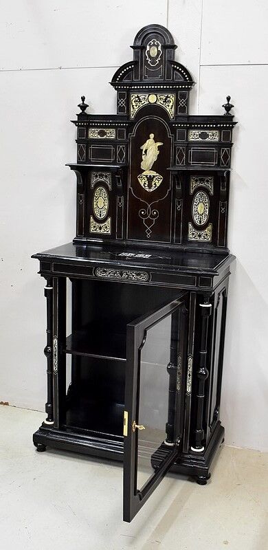 Ceremonial showcase in blackened pearwood, Napoleon III period - 1850