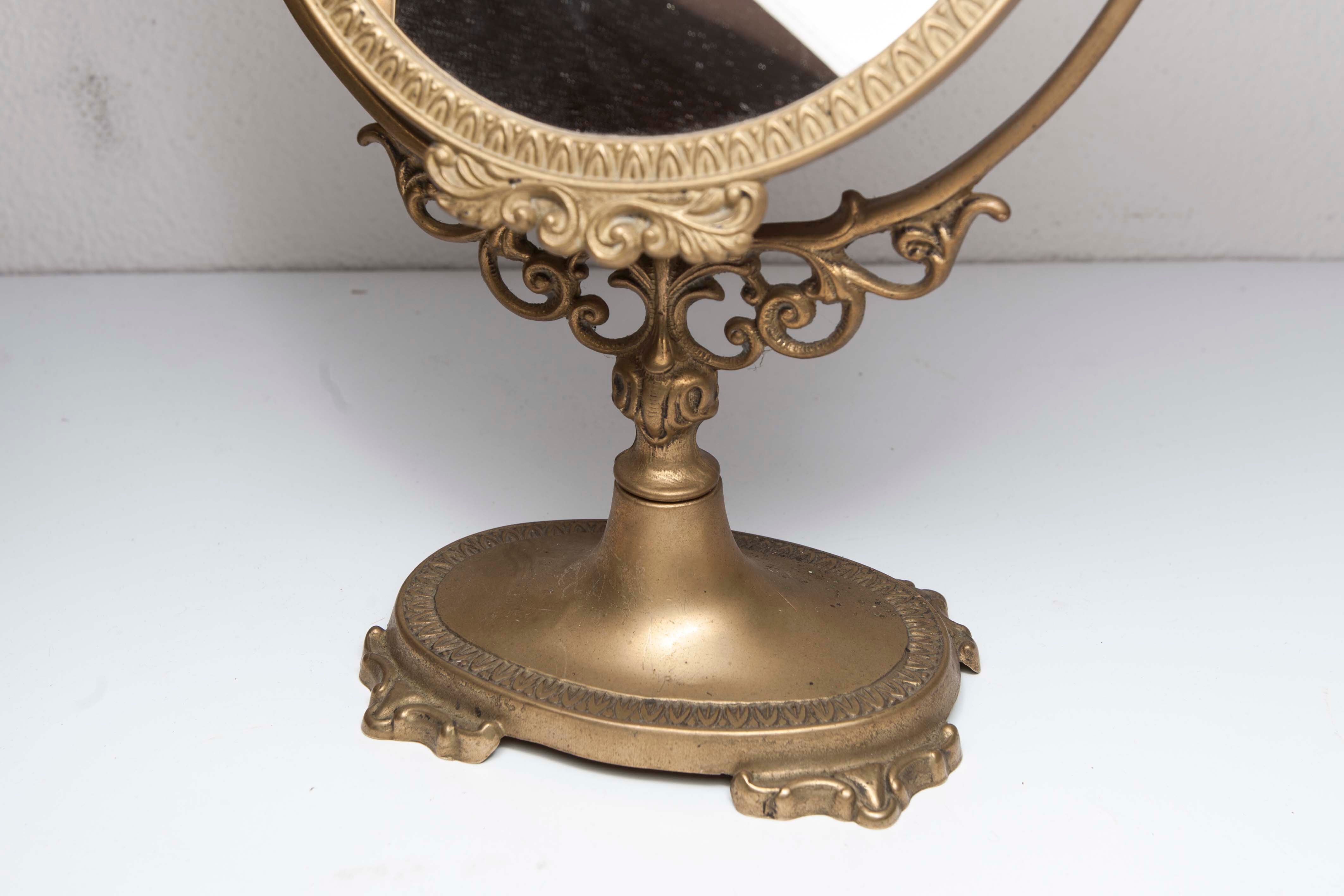Pair of brass table mirror  28x39cm