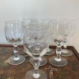 Set of 7 water glasses engraved crystal from Portieux