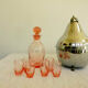 Chrome pear with pitcher and 6 glasses pink
