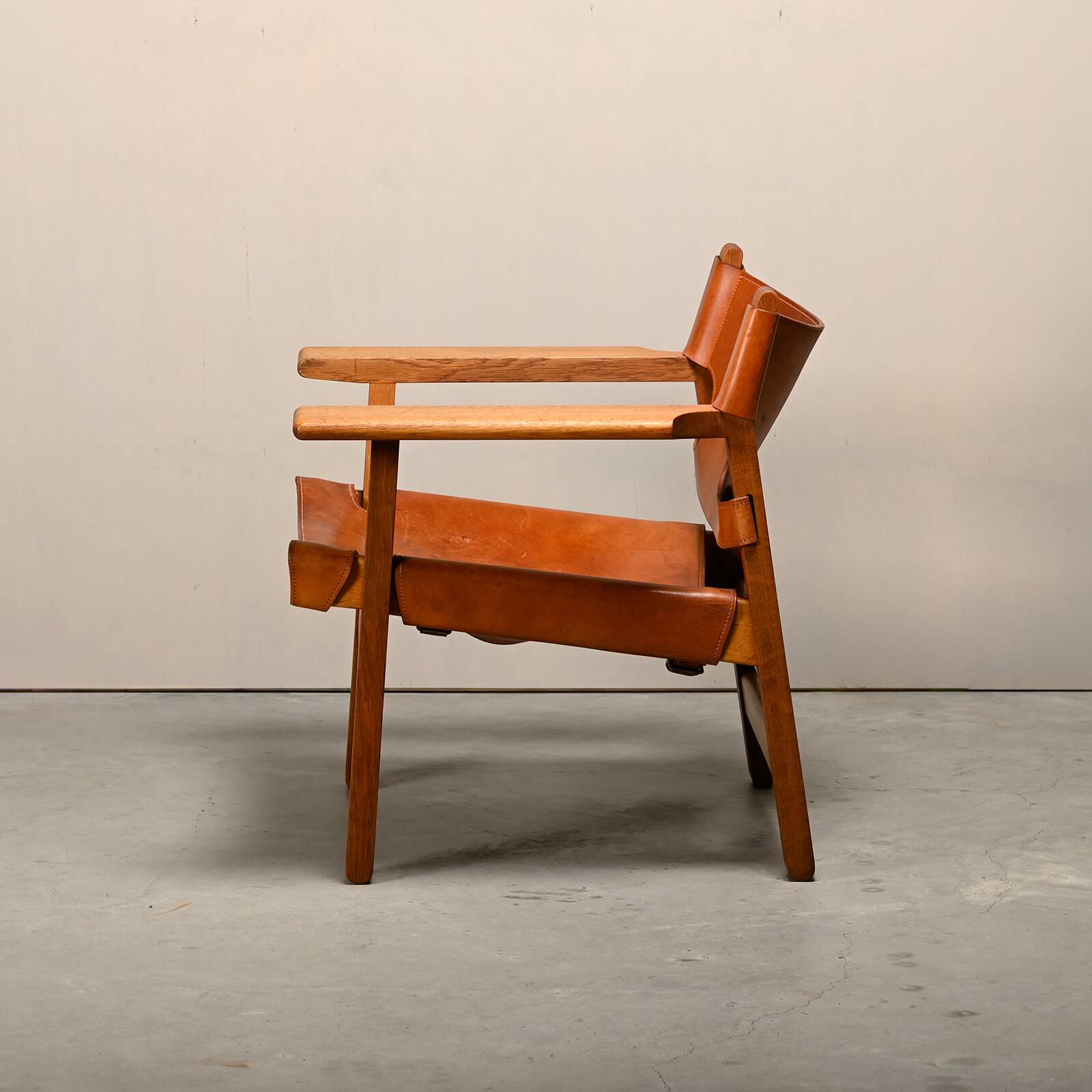 Børge Mogensen Spanish Chair in Cognac Leather and Oak for Fredericia, 1967