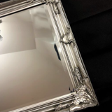 Solid baroque mirror with silver frame - Wood