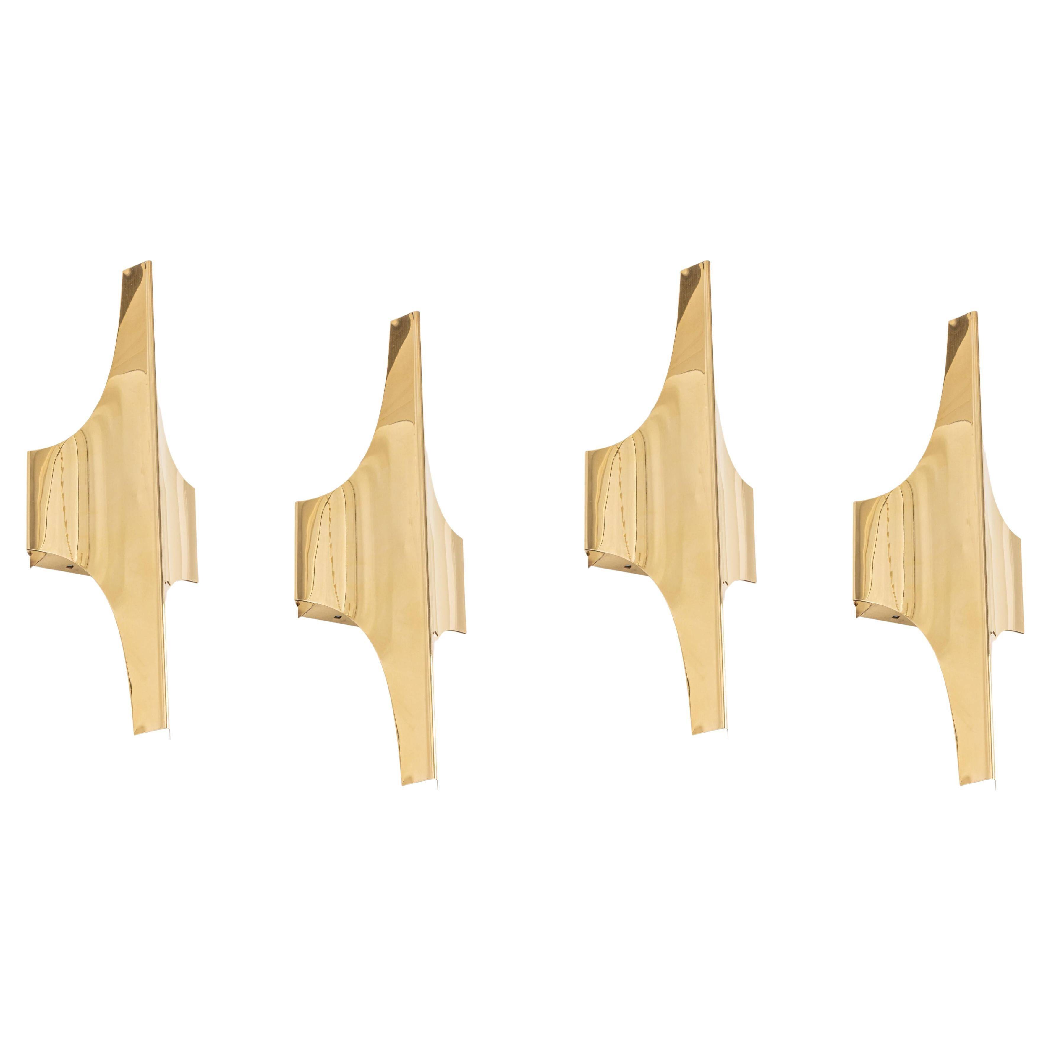 Brass and glass wall sconces by Doria, Germany, 1970s