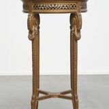 Antique French side table with a gold-coloured wooden frame and marble top