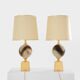 Paire de lampes en céramique et laiton de Philippe Barbier, 1970