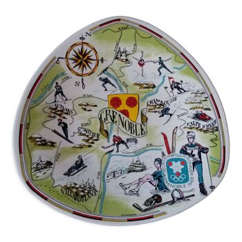 Superb wall dish limited edition, olympic games of grenoble 1968, faiencerie de luneville