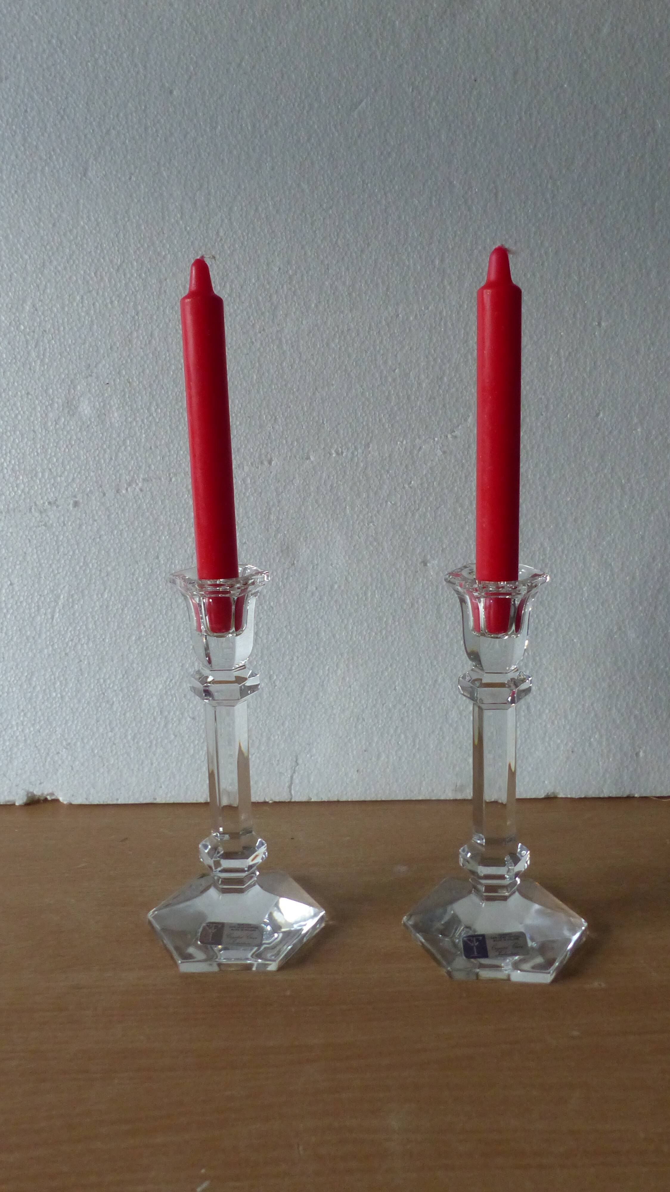 2 crystal candle holders