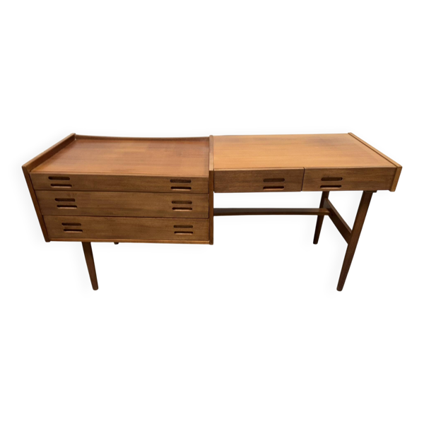 Bureau Scandinave midcentury à caisson et finition acajou