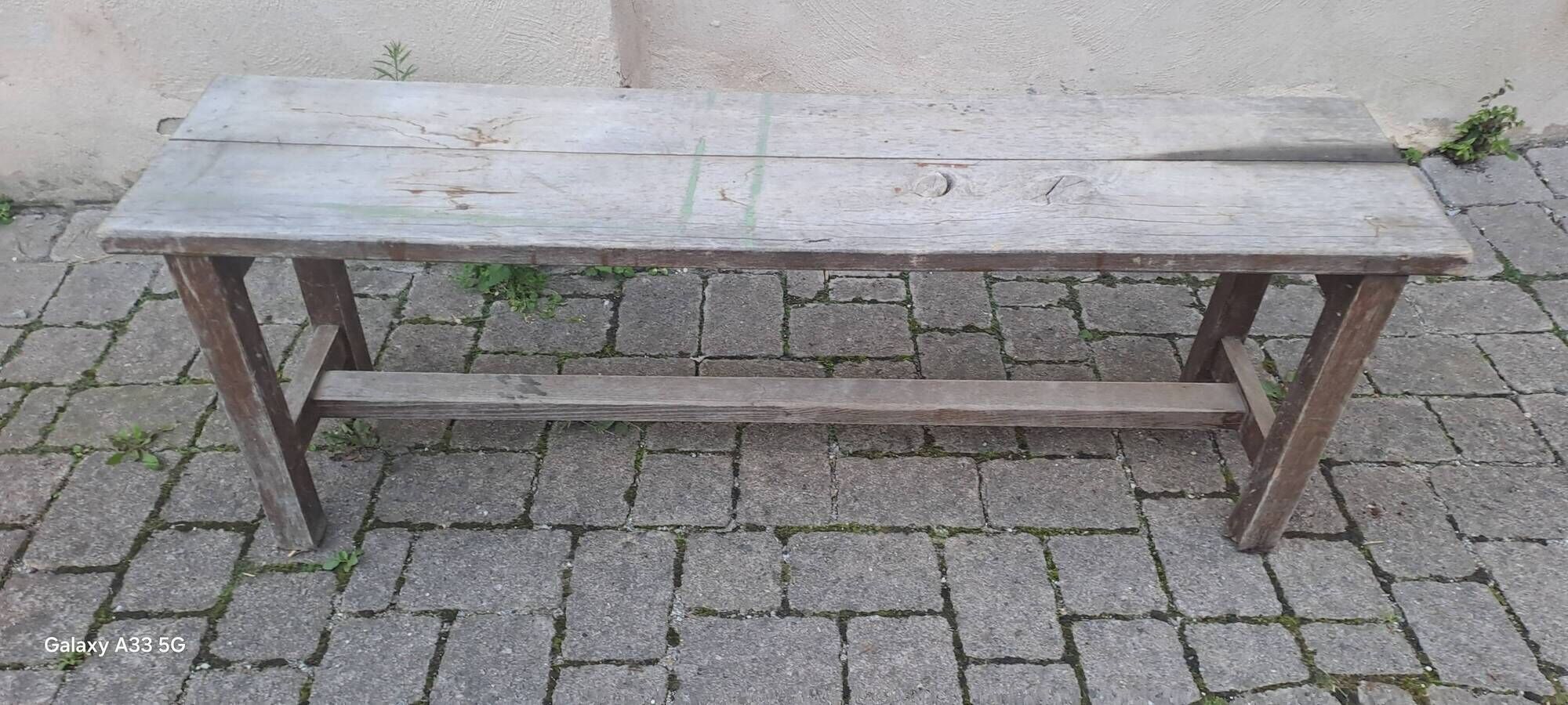 Pair of solid raw wood benches XIX
