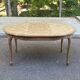 Round extendable dining table Louis XV stripped in solid oak 1950