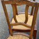 6 vintage solid oak wood dining room chairs with art deco straw