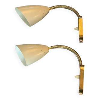 2 adjustable brass wall lights - Denmark 50s/60s