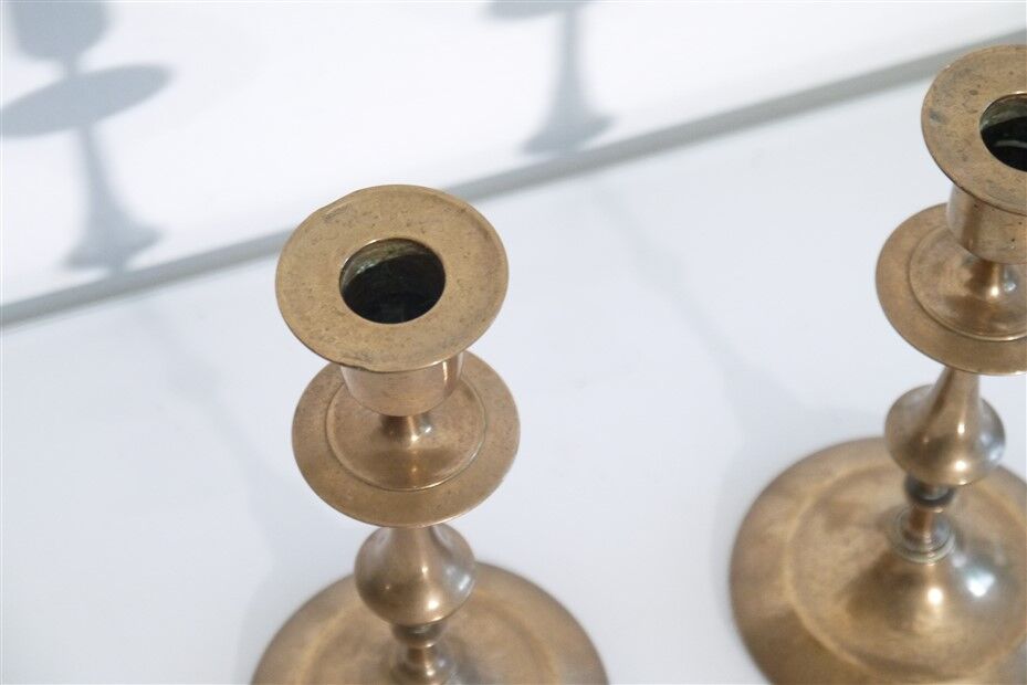 Pair of vintage Scandinavian brass candle holders