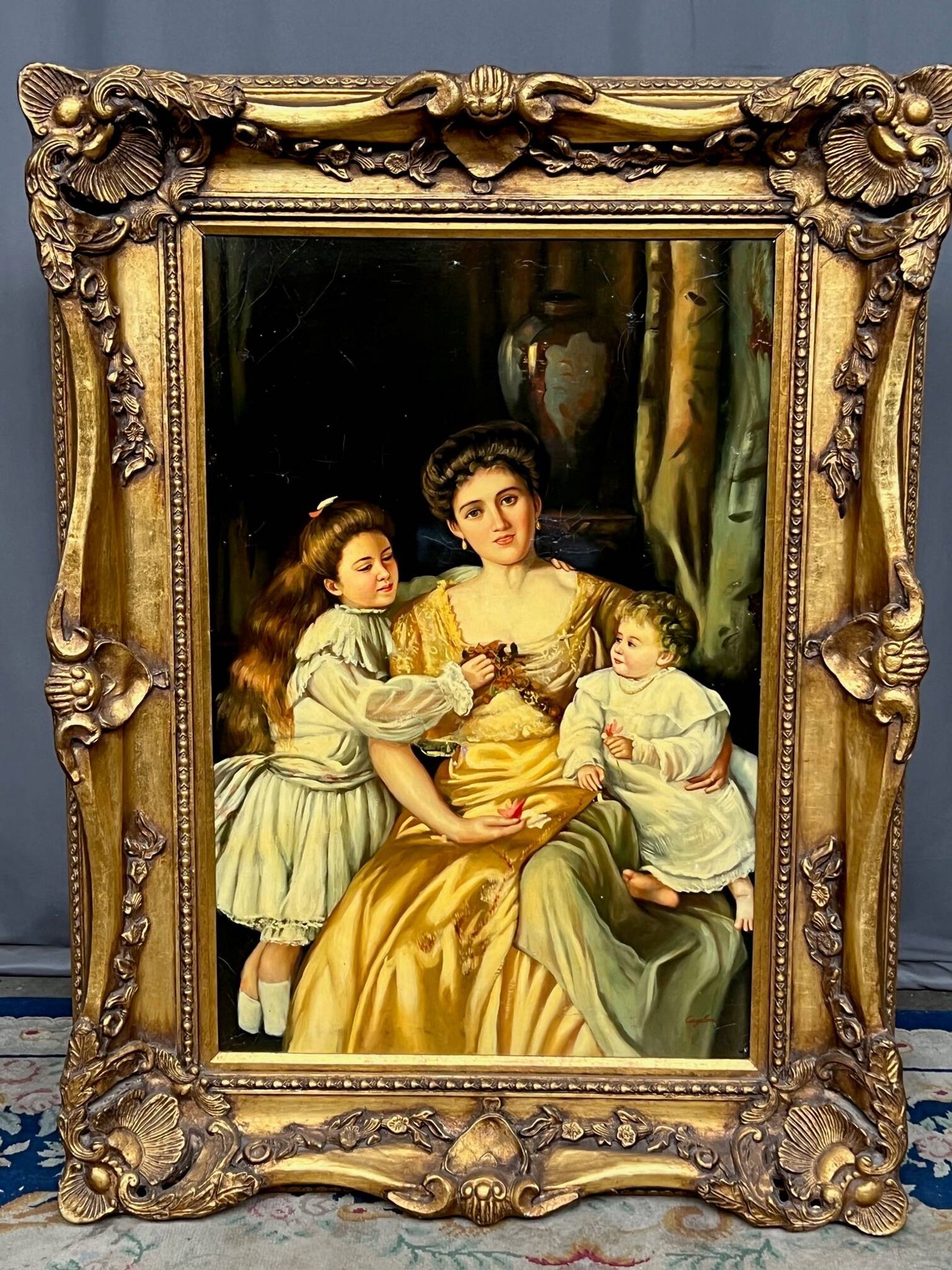 "Family Scene". Oil on canvas.