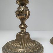 Pair of candle holders torches gilded bronze patinated style louis xvi period 19th century