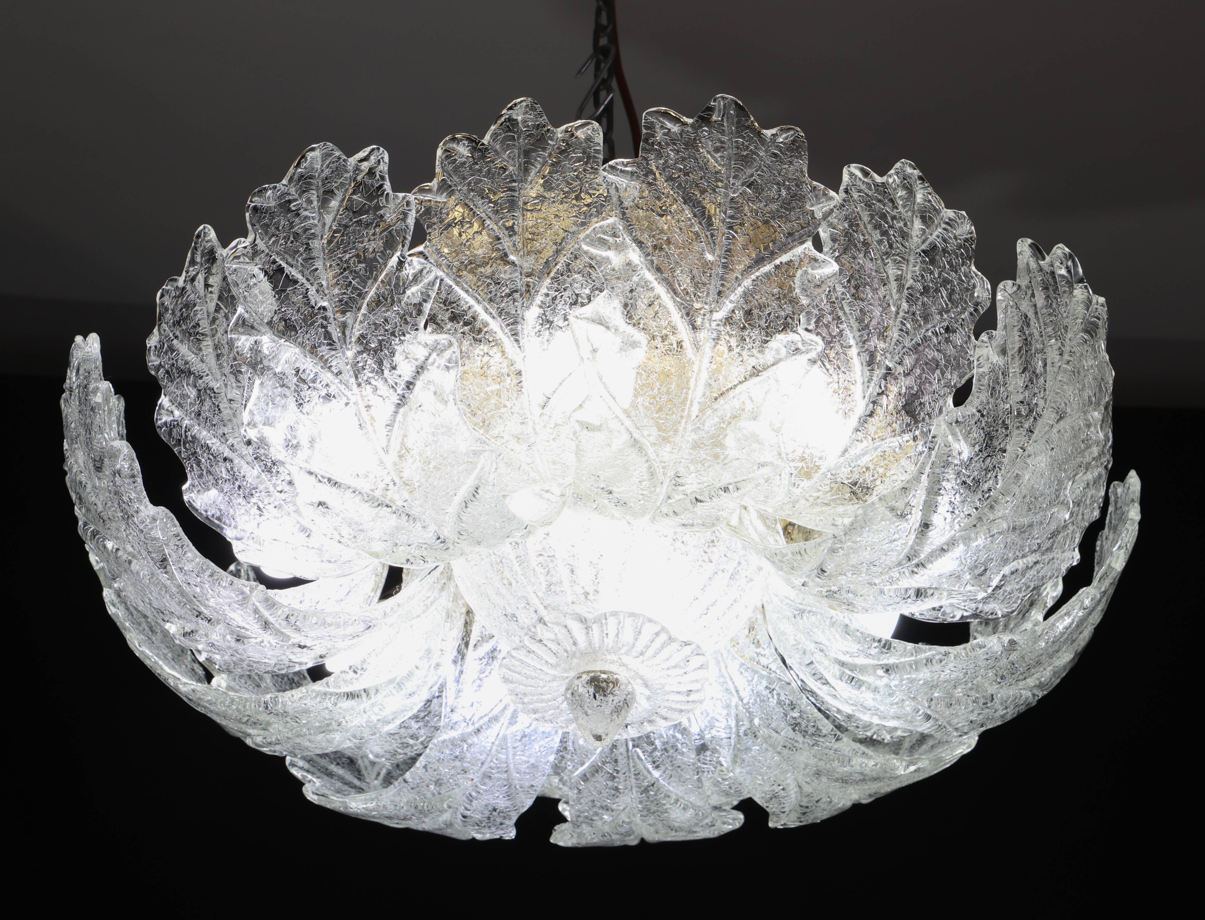 Verona, Luxury Italian Murano Glass Ceiling Light or Flush Mount, 1980s