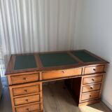 Minister Louis-Philippe's desk in solid cherry wood and leather.
