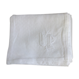 6 monogrammed towels, damask cotton