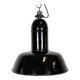 Industrial Black Enamel Factory Lamp with Cast Iron Top, 1930s