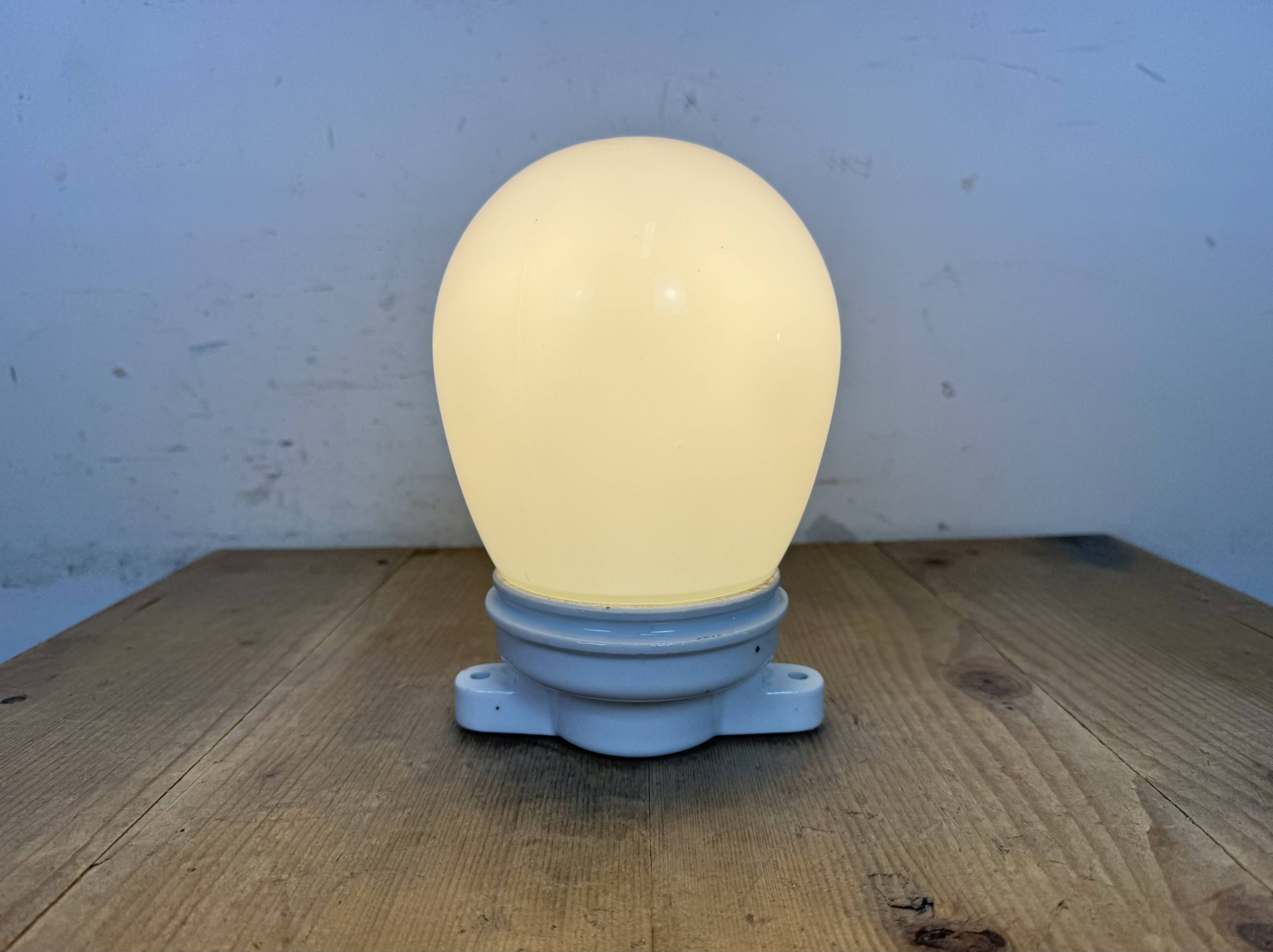 Vintage Porcelain Ceiling Light with Milk Glass , 1950s