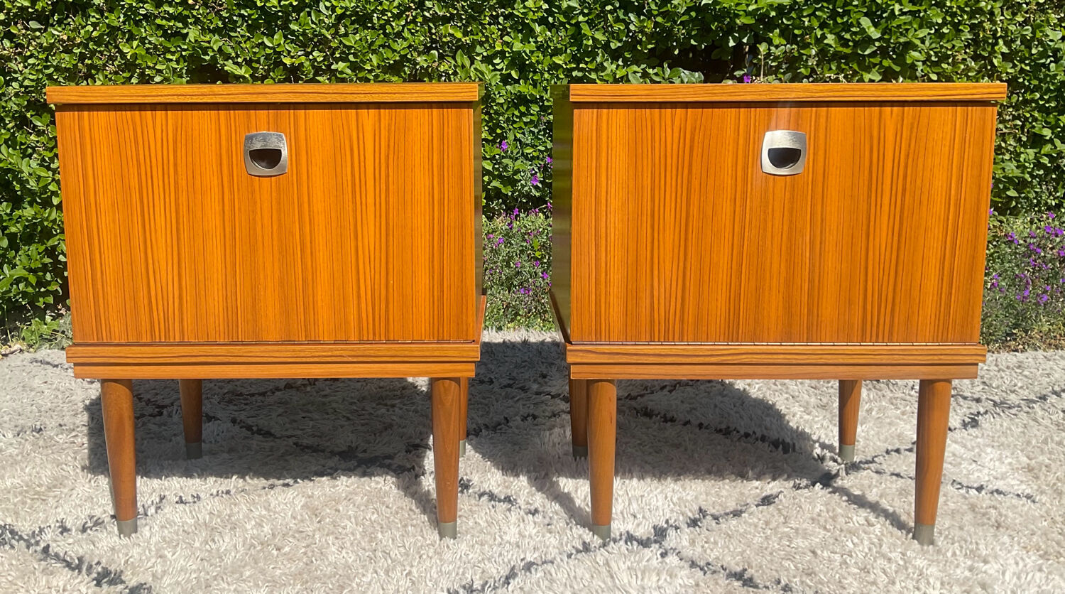 Vintage teak bedside tables from the 1970s.
