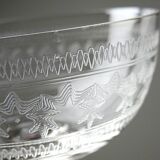 Set of 6 antique fine crystal champagne glasses, star engraved, 19th-20th century.