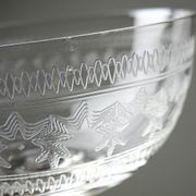 Set of 6 antique fine crystal champagne glasses, star engraved, 19th-20th century.