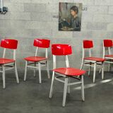 Set of 5 chairs TON Bystrice (Thonet) red and white 1960
