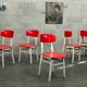 Set of 5 chairs TON Bystrice (Thonet) red and white 1960