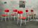 Set of 5 chairs TON Bystrice (Thonet) red and white 1960
