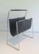 Chrome and black leather magazine rack