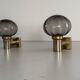 Pair of grey glass and chrome wall lights from the mid-century by N Leuchten, 1960s, Germany.