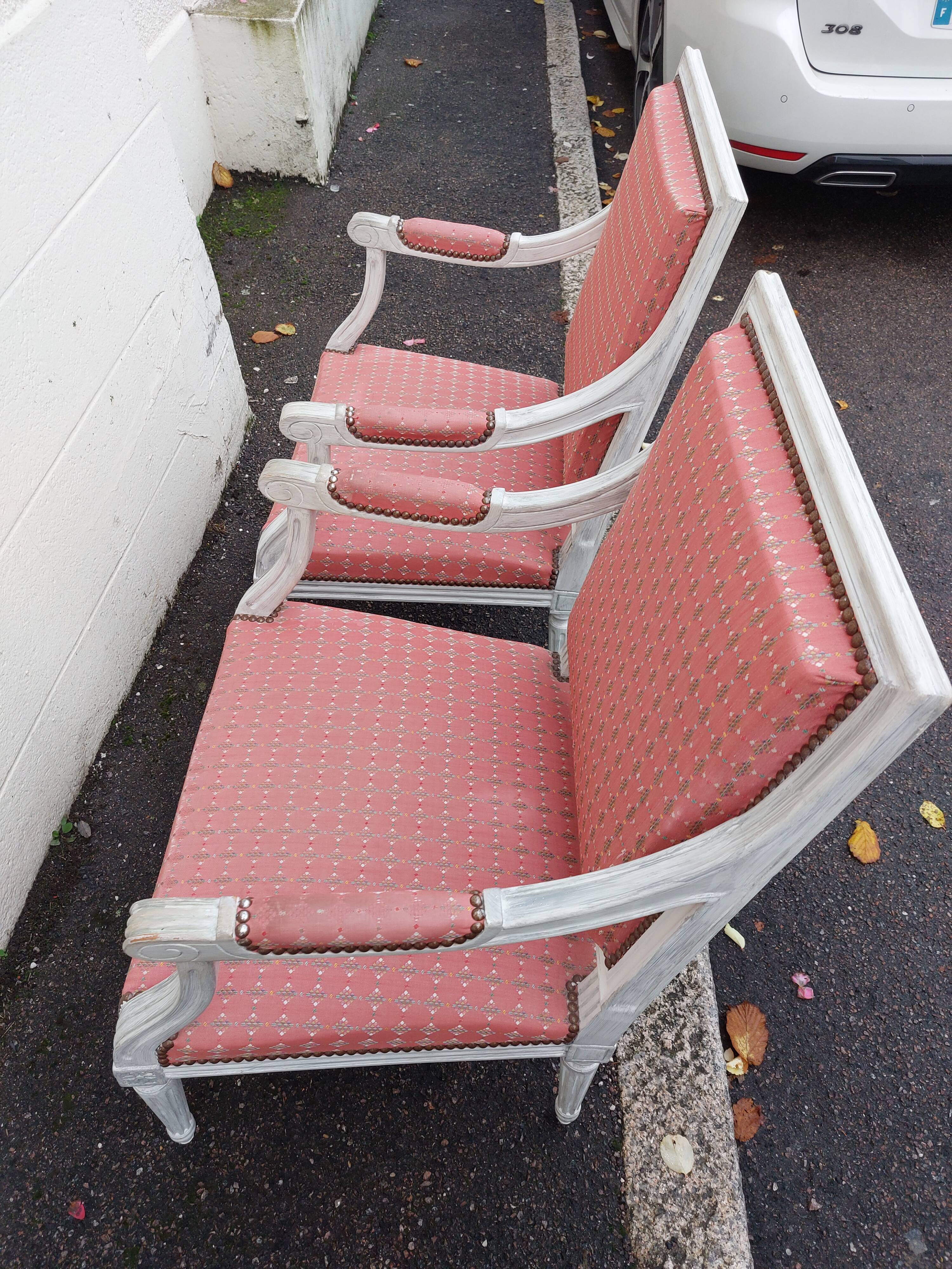 Pair of Louis XVI style armchairs
