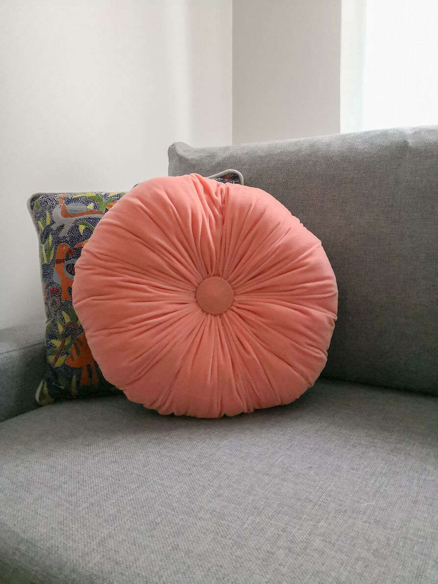 Clear pink round cushion
