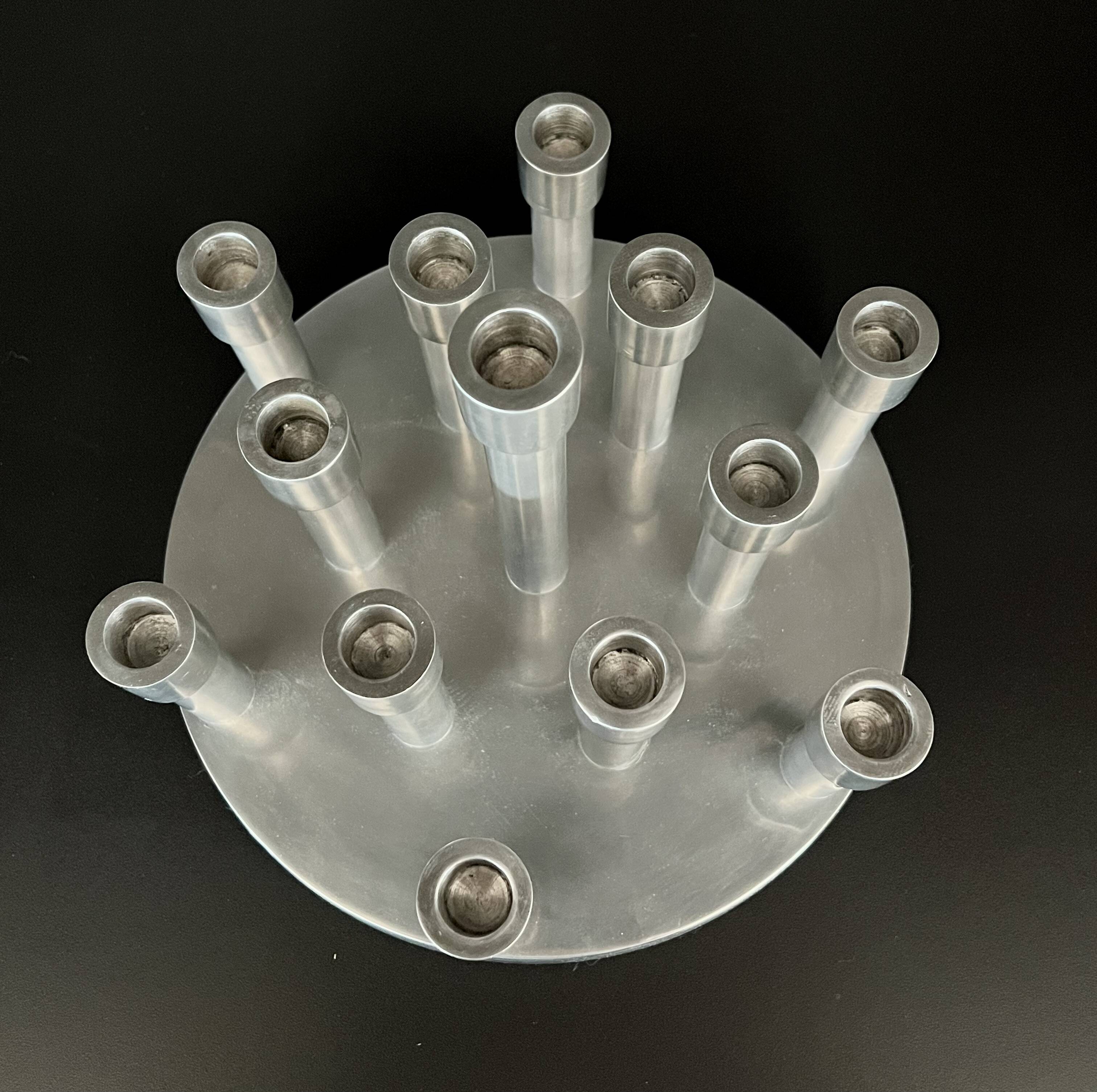 Aluminium candle holders for 13 candles, 1970s.