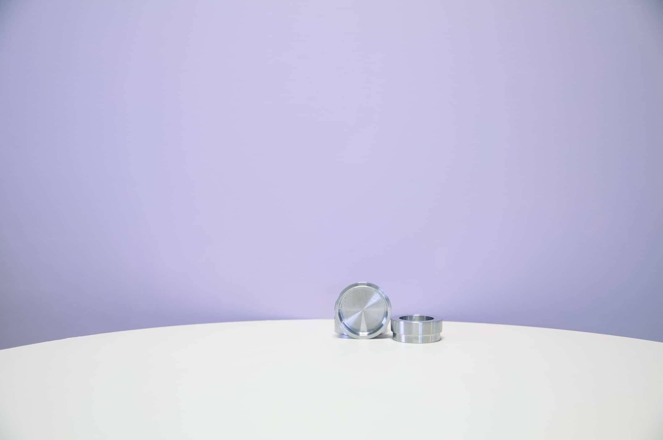 Vintage set of 2 aluminium tealight holders Menu